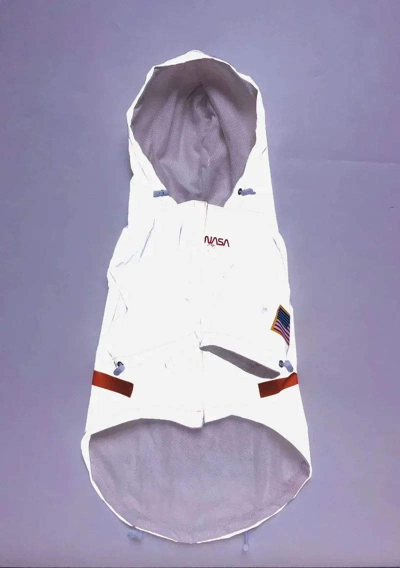 Reflective Space Suit Dog Raincoat - Waterproof Hoodie for All Sizes