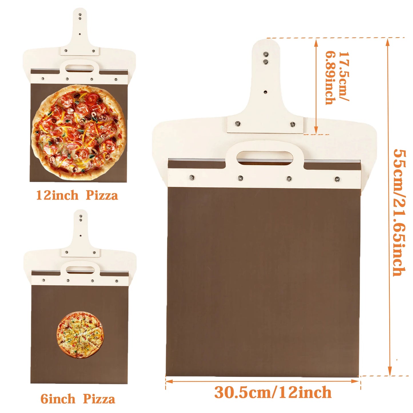 55*30cm Sliding Pizza Peel Shovel Removable Wooden Handle Pizza Spatula with High-temperature Resistant