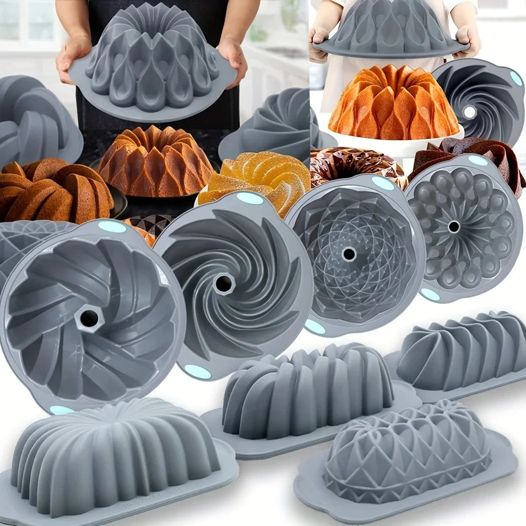 Silicone Bakeware Set Versatile Cake Molds Non-Stick Flower & Assorted Shapes Baking Pans Muffins Chocolates Moulds