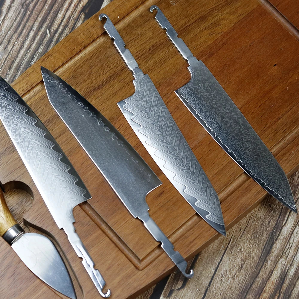 Sharp DIY Chef Fruit Utility Knife Blank VG10 Damascus Steel Blade Material Semi-finished Knife Embryo Japanese Style