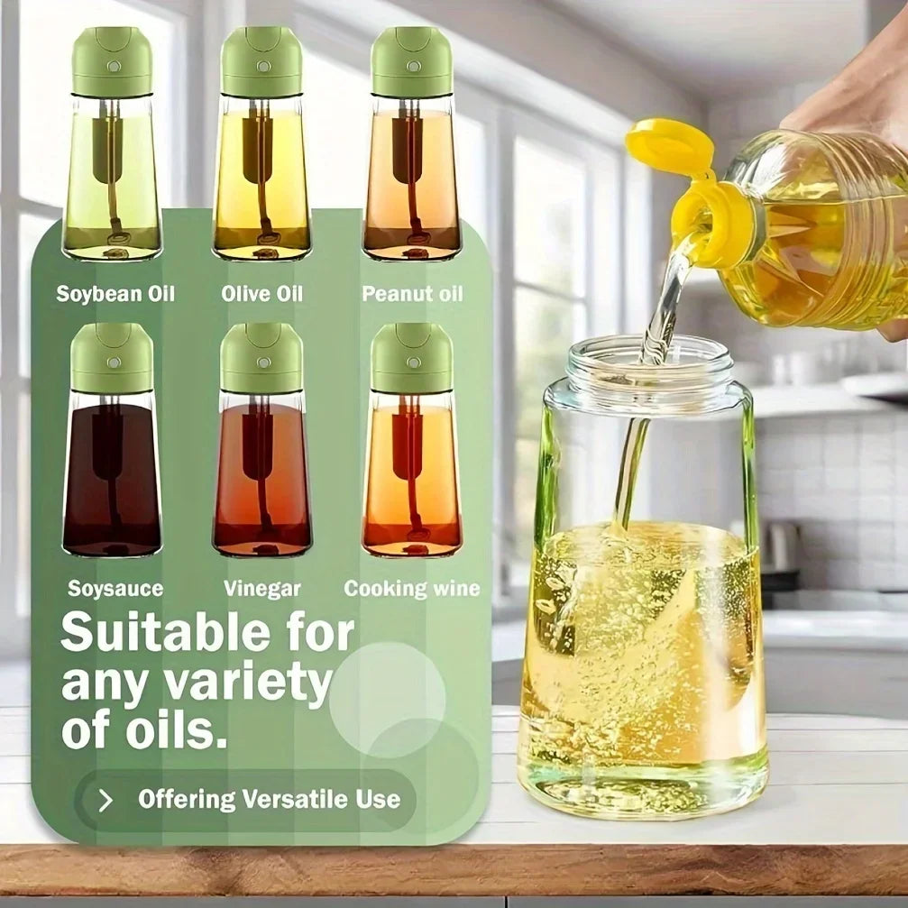 2in1 Kitchen Oil Sprayer Glass Bottle for Cooking Anti-leakage Olive Oil Bottle for BBQ Air Fryer Salad Steak Kitchen Supplies