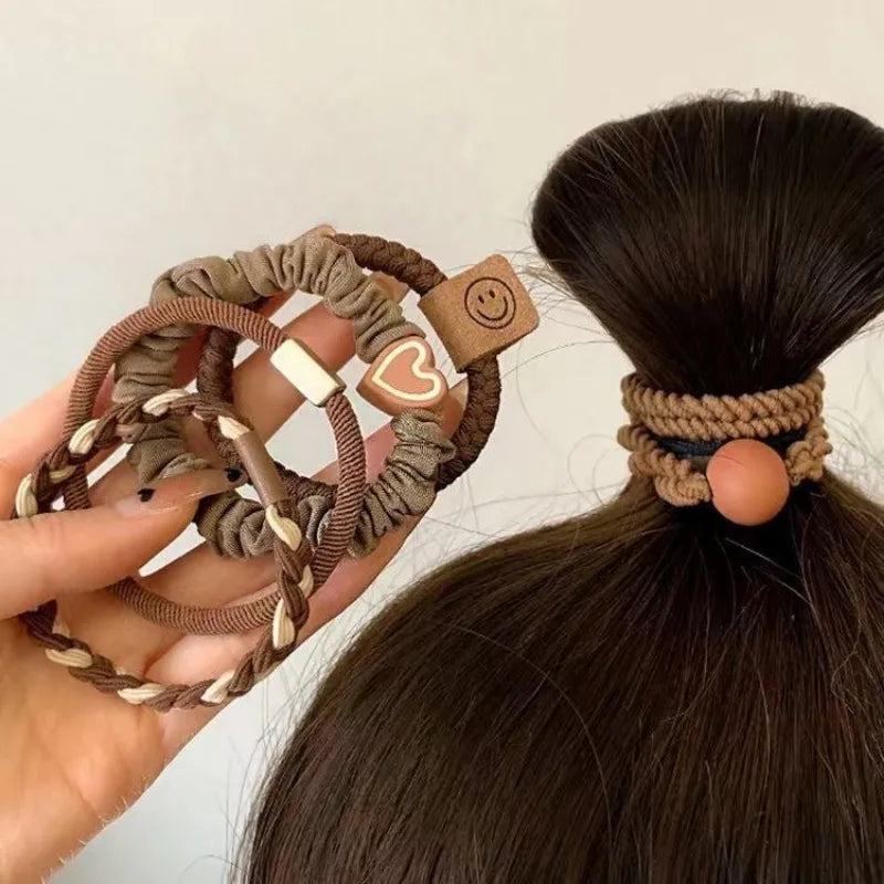 5pcs/Bag Seamless Bow Hair Ties