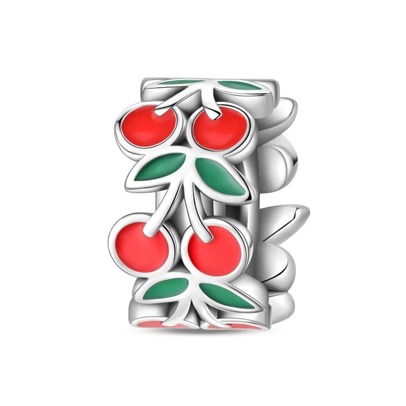 925 Sterling Silver Colorful Butterfly Cherry Flower Fashions Beads Clip Charm for Original DIY Bracelet Fine Jewellery