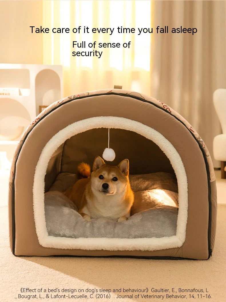Extra Large Dog Bed - Winter Warm House-Style Bed with Removable Cover