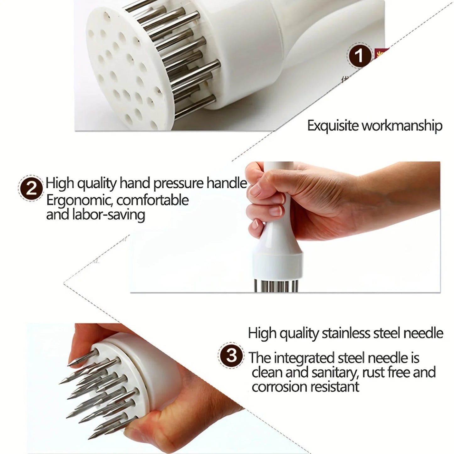 1PC Stainless Steel Steak Meat Tenderizer Hammer Loose Meat Needle Household Punching Daily Tendon Breaker Meat Inserting Needle