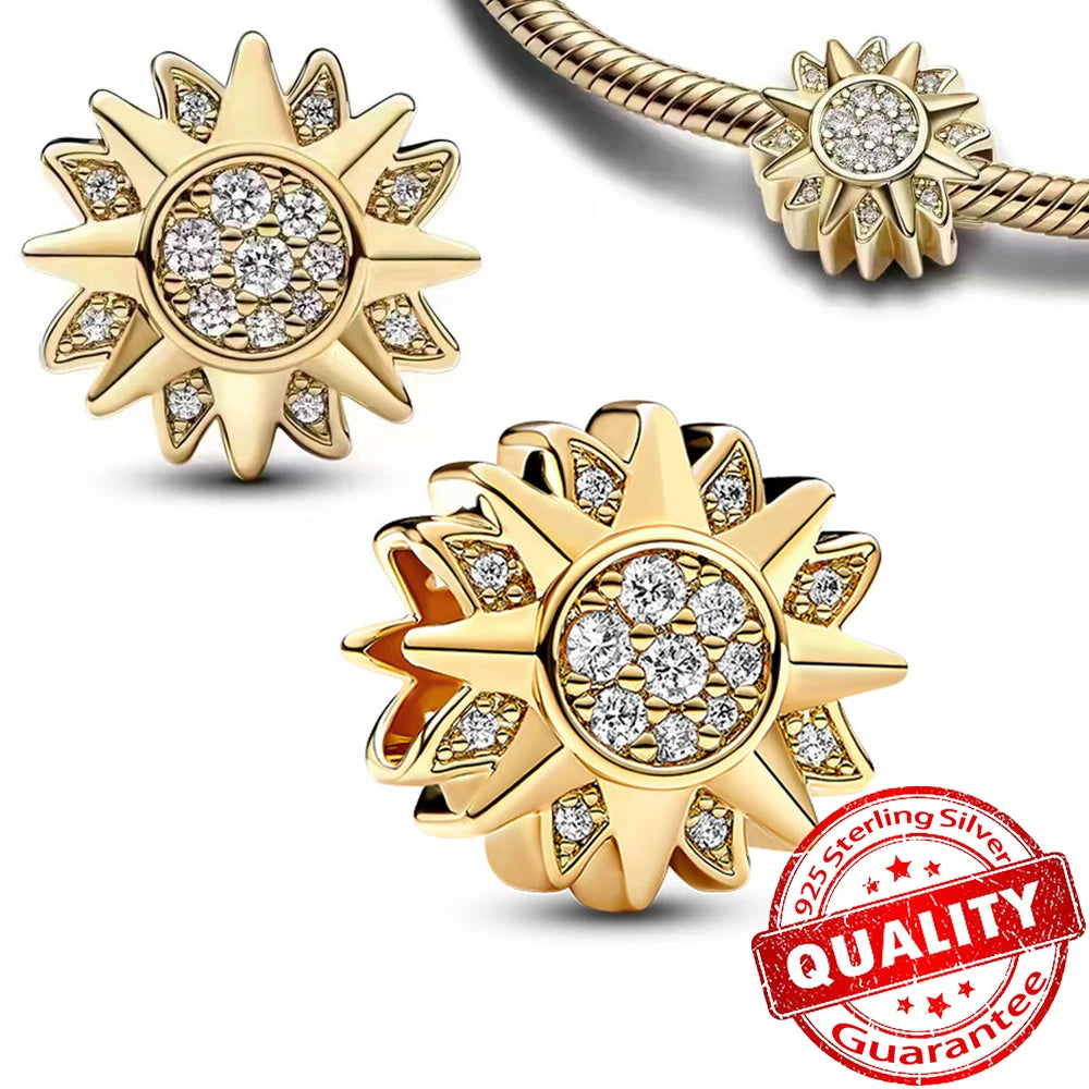 925 Sterling Silver Charms Colorful Sun Moon Stars Dangle Charm Fit Original Pendant Bracelets Necklace Women DIY Fine Jewelry