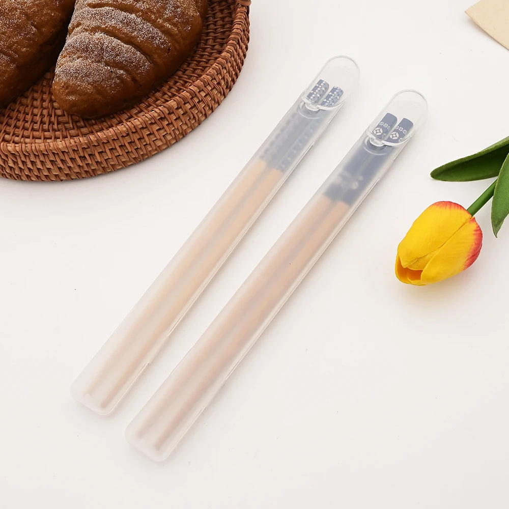 Anti-skid Handmade Bamboo 1Set Portable Reusable Japanese Style Natural Wood Chopsticks Food Blue Wooden Chopsticks Set