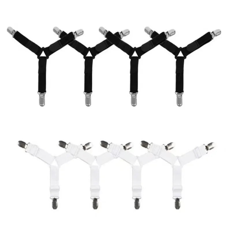 4Pcs Adjustable Bed Sheet And Quilt Holder for Bed Sheet Organizer Mattress Cover Clip For Home Elastic Straps Adjustable Clips