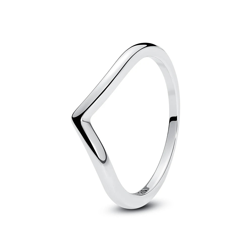 Original 925 Sterling Silver Rings For Women Love Heart Crown Wishbone Engagement Wedding Ring Rose Gold Luxury Jewelry Gift