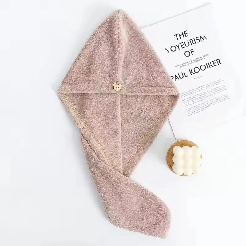 Women Dry Hair Towel Embroidered Coral Velvet Ladies Microfiber Soft Shower Cap Head Wrap Absorbent Fast Dry Ladies Head Towel