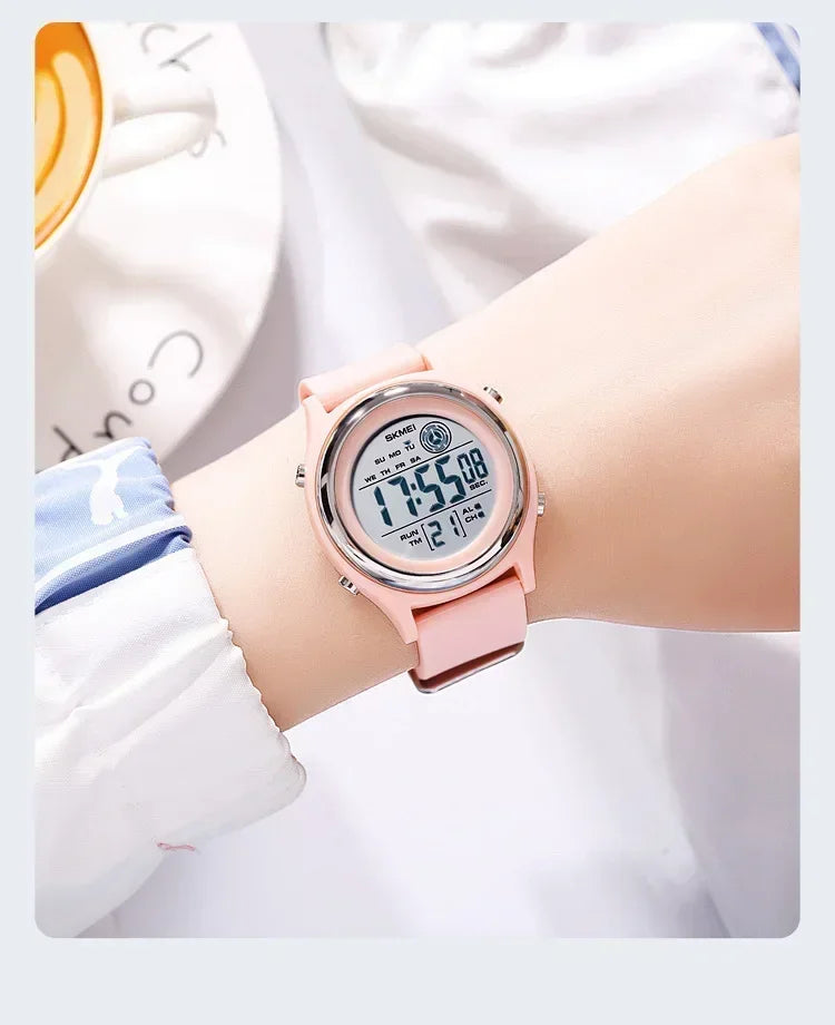 SKMEI 2094 Luxury Watch for Women Stopwatch Lady Waterproof Shockproof LED Display Countdown Ladies Digital Wristwatches Clock