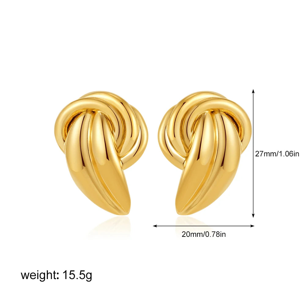 Retro Multi-layer Twist Irregular C Shape Hoop Earrings for Women Girls Gold Color Geometric Ear Buckle Stud Punk Jewelry Gifts