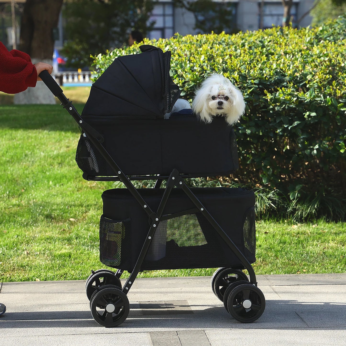 4-Wheel Pet Jogger - All-Terrain Stroller with Storage Basket