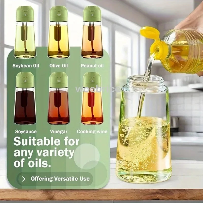 2in1 Kitchen Oil Sprayer Glass Bottle for Cooking Anti-leakage Olive Oil Bottle for BBQ Air Fryer Salad Steak Kitchen Supplies