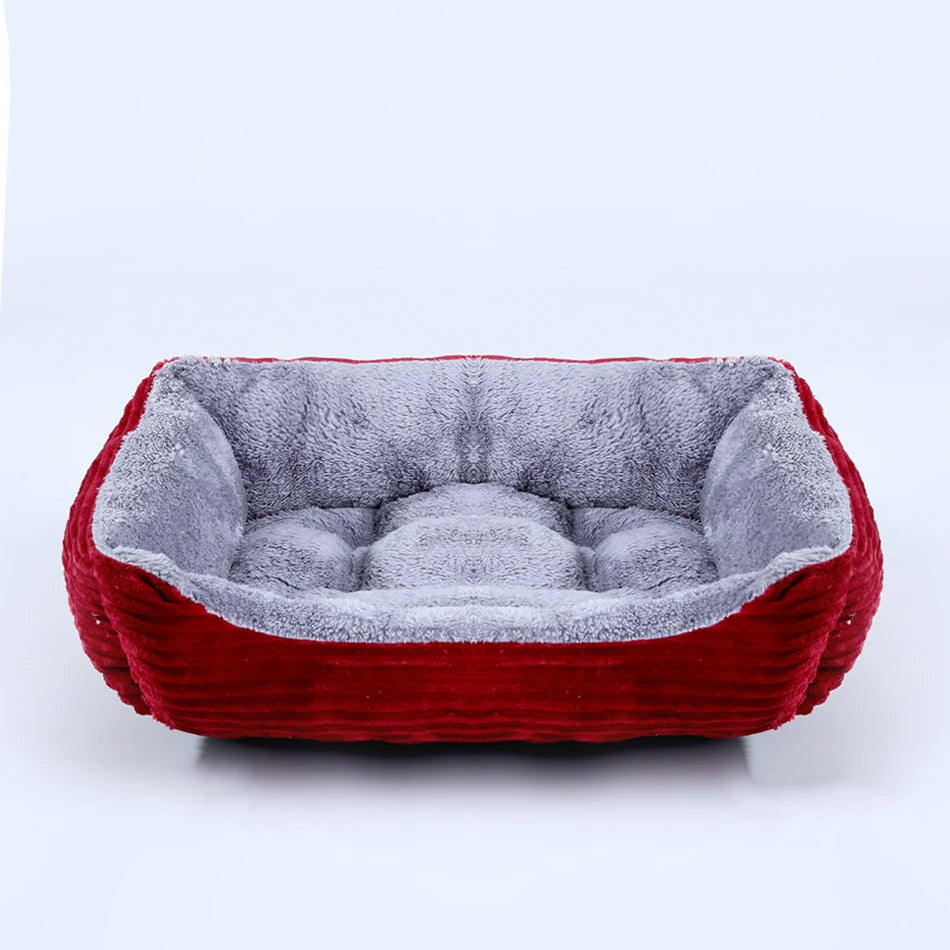 Plush Square Pet Bed - Calming Sofa Cushion for Cats & Small/Medium Dogs