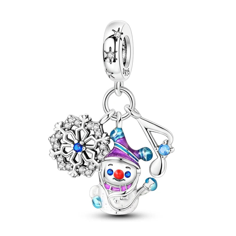 New Fireplace Snowman Sweater Sweet Romantic Christmas Winter Theme Charms Beads Fit Pan 925 Original Bracelets DIY Fine Jewelry