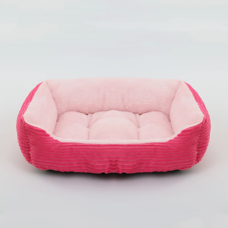 Plush Square Pet Bed - Calming Sofa Cushion for Cats & Small/Medium Dogs