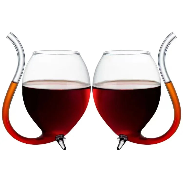 Hot Selling Wine Glass Cup Cocktail Glass Cup with Straw For Drinks Beer Clear Wine Glasses Drinkware Bar Tool Gift
