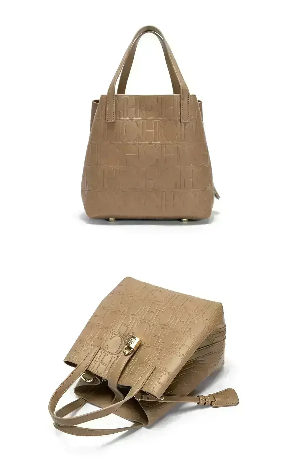 CH Large Capacity Handbag Luxury Brand Temperament Letter Print with Lock Design 2025 Trendy Women's Crossbody Bag