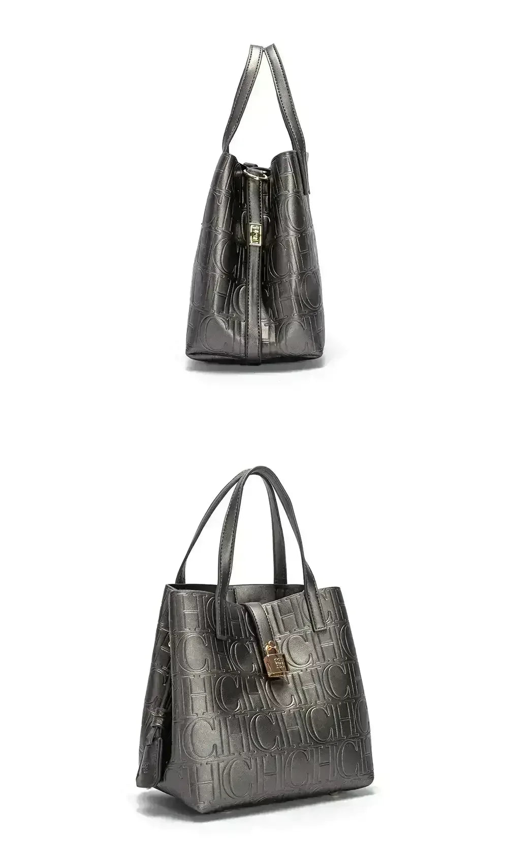 CH Large Capacity Handbag Luxury Brand Temperament Letter Print with Lock Design 2025 Trendy Women's Crossbody Bag