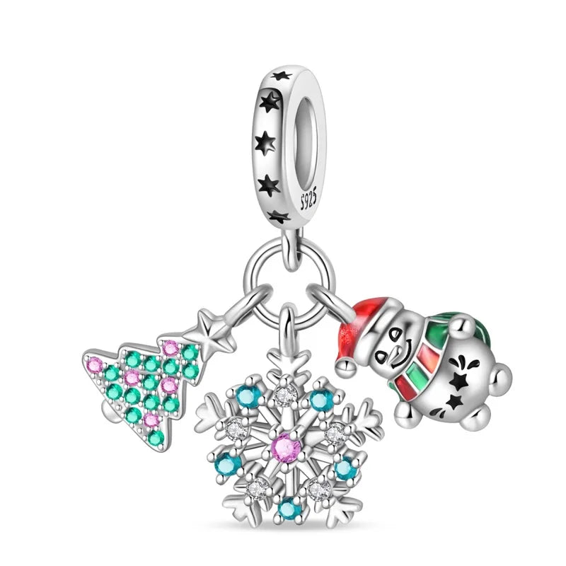 New Fireplace Snowman Sweater Sweet Romantic Christmas Winter Theme Charms Beads Fit Pan 925 Original Bracelets DIY Fine Jewelry