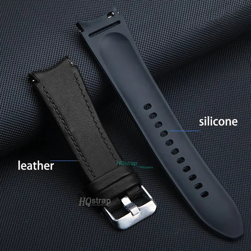 No Gaps Silicone Leather Strap for Samsung Watch 6 5 4 40mm 44mm Watch Band for Samsung Galaxy Watch5 Pro Classic 42mm 46mm Belt