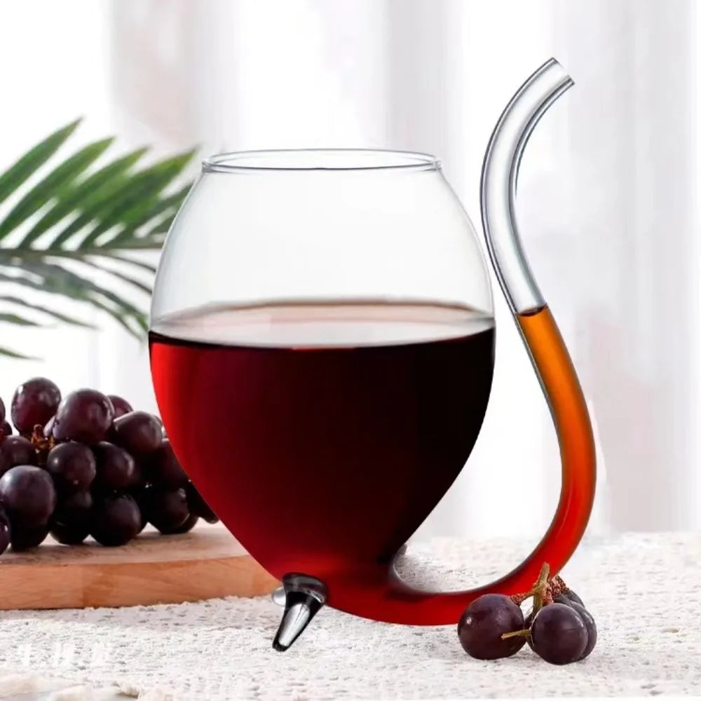 Hot Selling Wine Glass Cup Cocktail Glass Cup with Straw For Drinks Beer Clear Wine Glasses Drinkware Bar Tool Gift