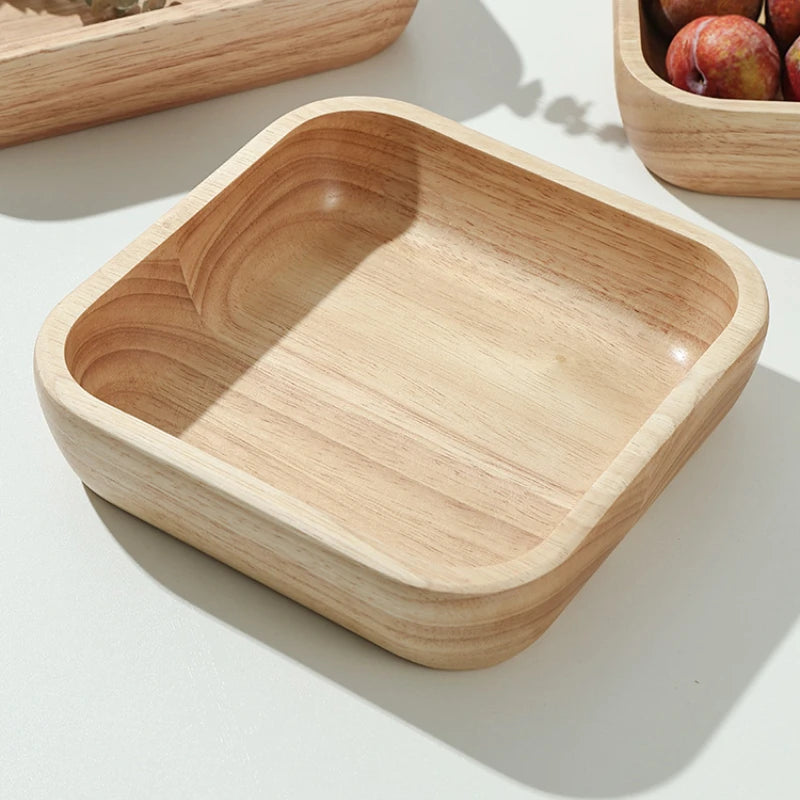 1pcs Japanese Square Wooden Bowl High-grade Creative Oak Fruit Salad Bowl Dessert Snacks Bowl Kitchen Accessories