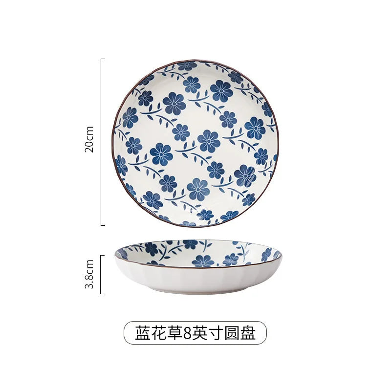 Japanese Ceramic Tableware Underglaze Color Dishes Rice Bowl