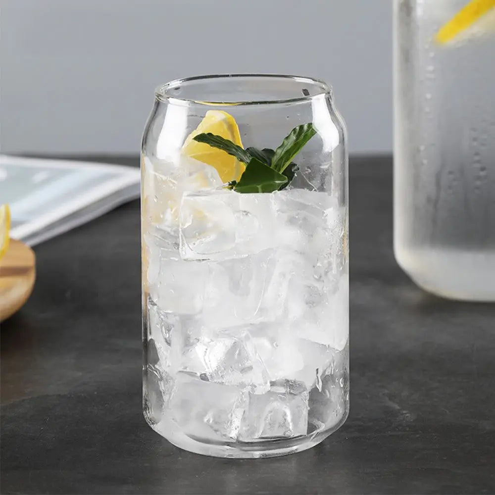 Creative Can Shape Tea Juice Milk Glass Cup Coffee Mug Wine Glass Drink Cup High Borosilicate Glass Drinkware Durable