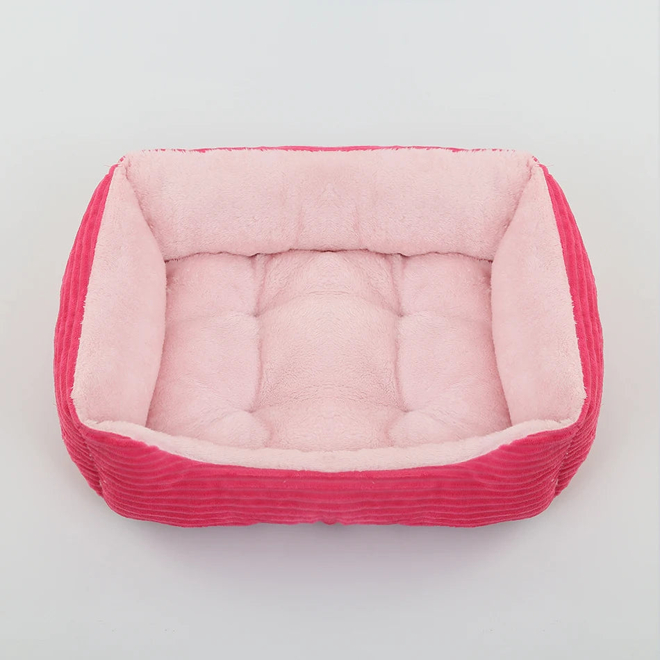 Plush Square Pet Bed - Calming Sofa Cushion for Cats & Small/Medium Dogs