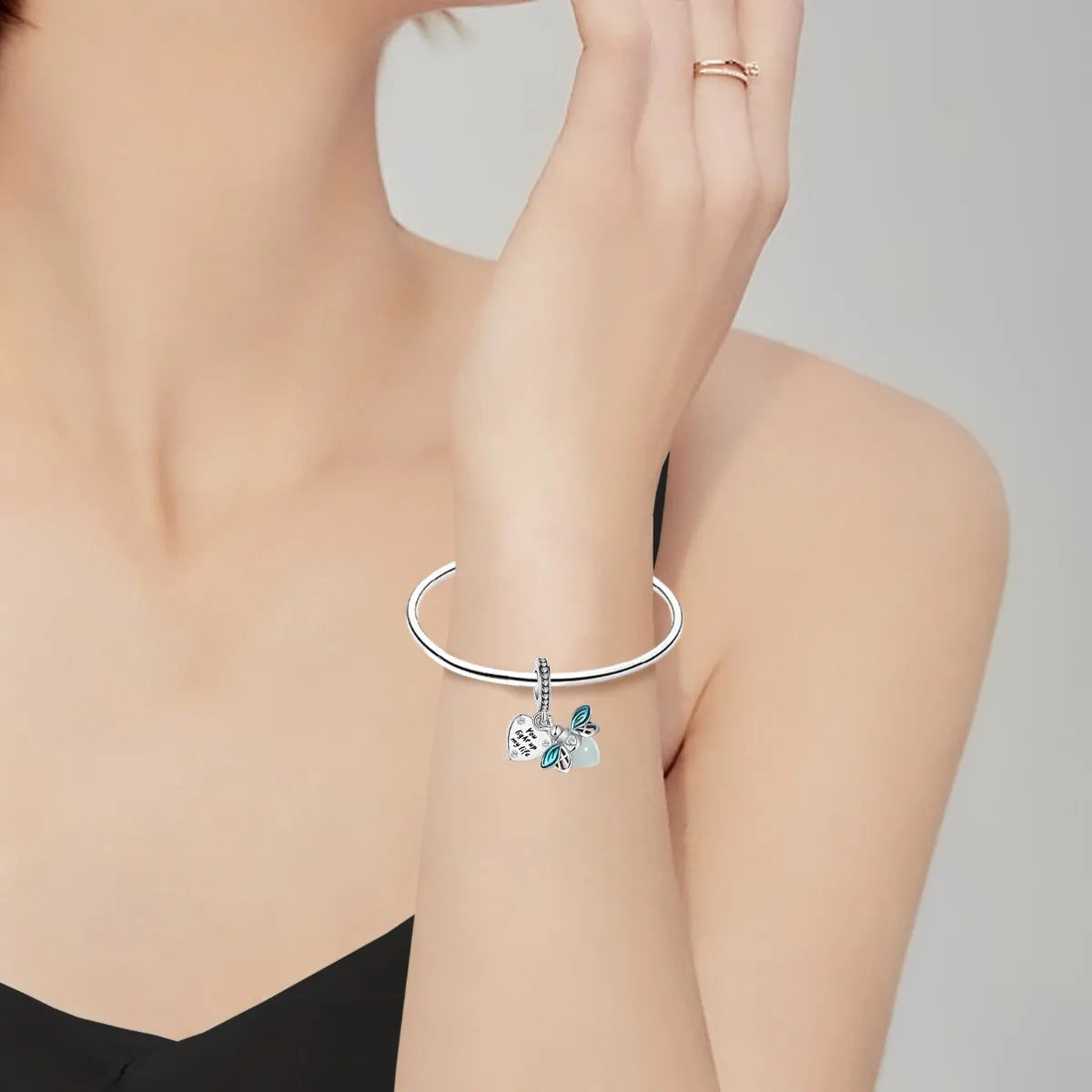 Authentic 925 Sterling Silver Luminous Firefly Charms Bee Light Bulb Beads Ring Earrings Fit Original Bracelets DIY Jewelry Gift