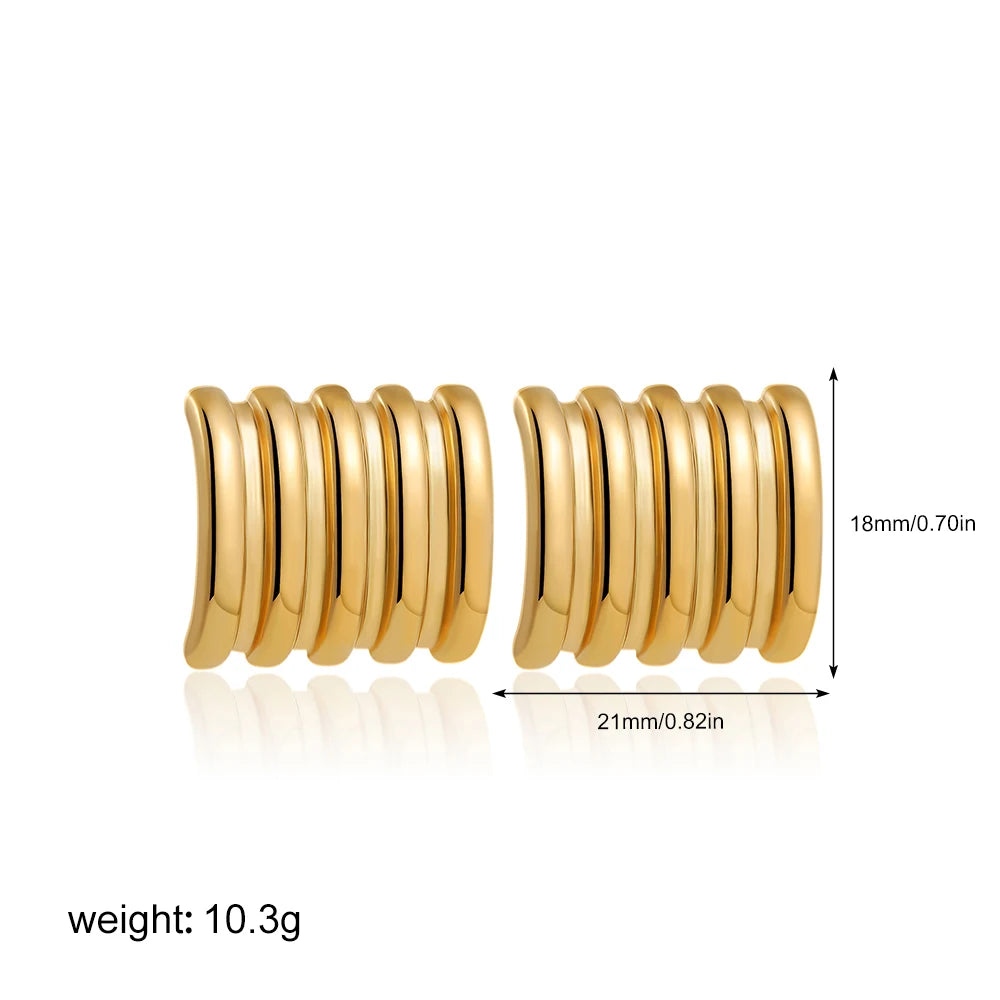 Retro Multi-layer Twist Irregular C Shape Hoop Earrings for Women Girls Gold Color Geometric Ear Buckle Stud Punk Jewelry Gifts