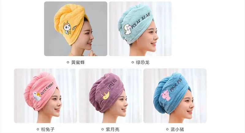 Women Dry Hair Towel Embroidered Coral Velvet Ladies Microfiber Soft Shower Cap Head Wrap Absorbent Fast Dry Ladies Head Towel