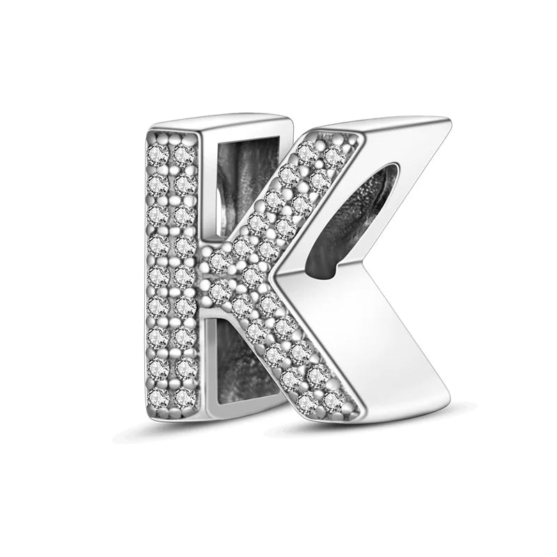 Charms 925 Silver Plated 26 Alphabet Letters Charms Beads Fit 3mm 925 Original Bracelets Fine DIY Birthday Jewelry Gifts