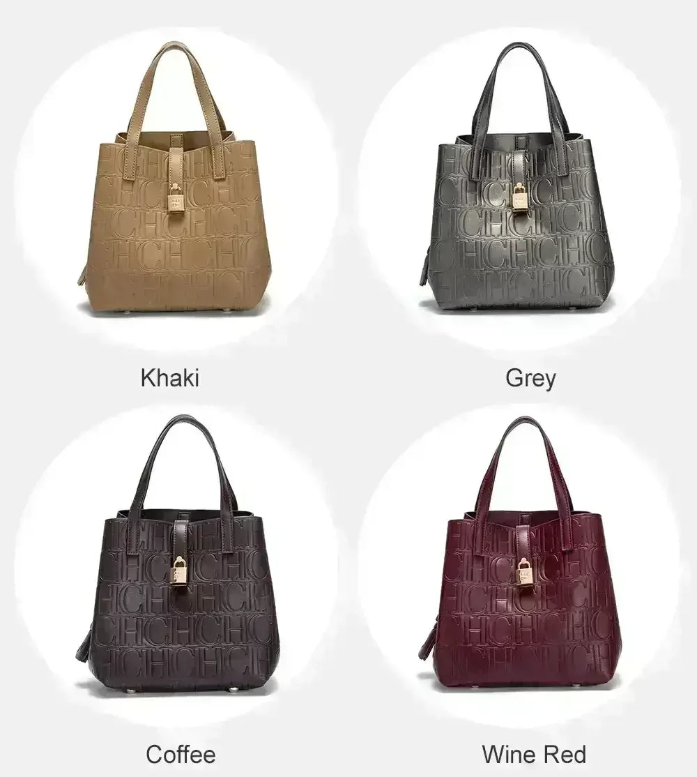 CH Large Capacity Handbag Luxury Brand Temperament Letter Print with Lock Design 2025 Trendy Women's Crossbody Bag