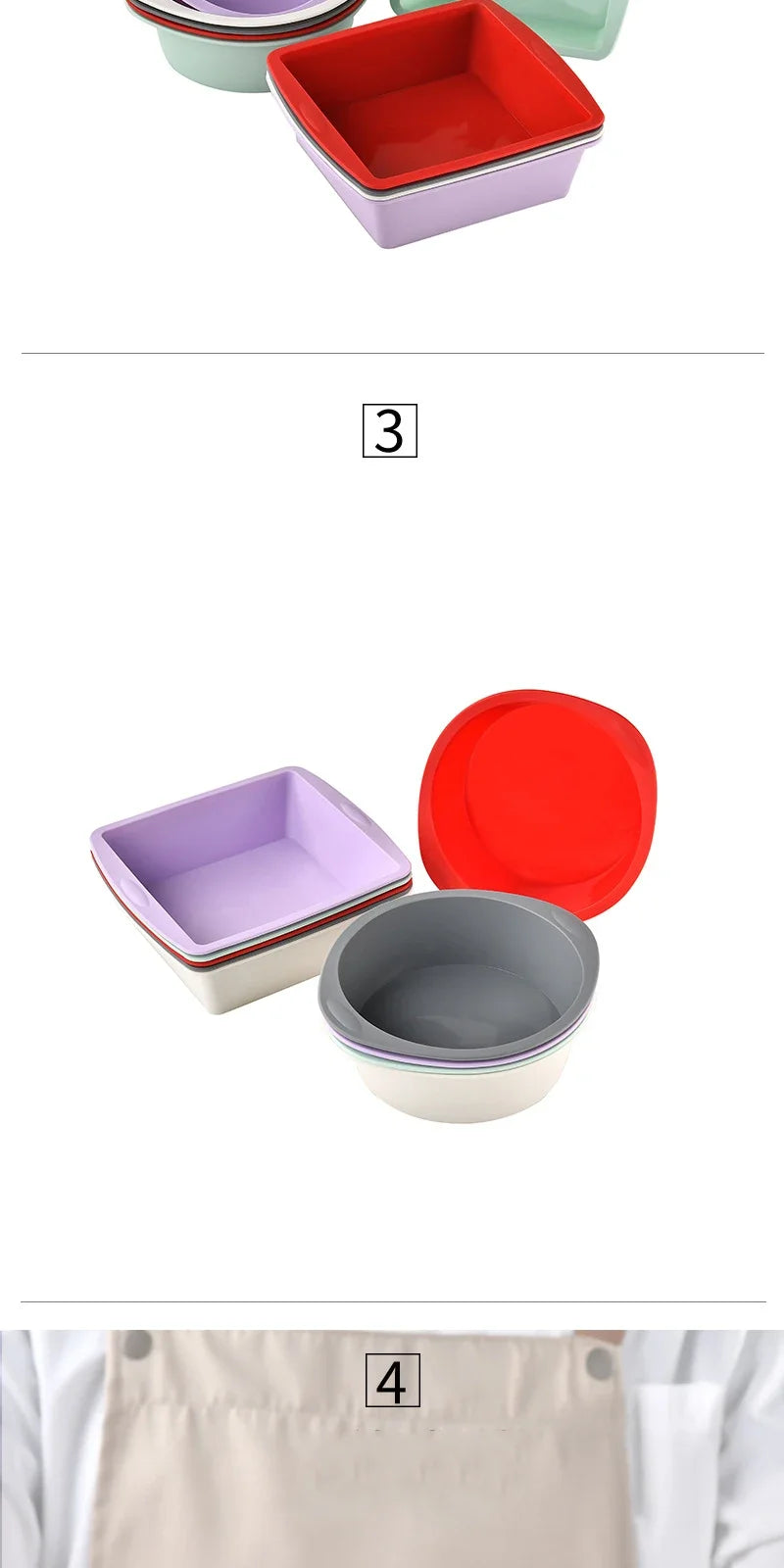 2Pcs Silicone Cake Mold Tray Pans Round Square Kitchen Silicone Nonstick Baking Pans Reusable Cake Pans Baking Tools