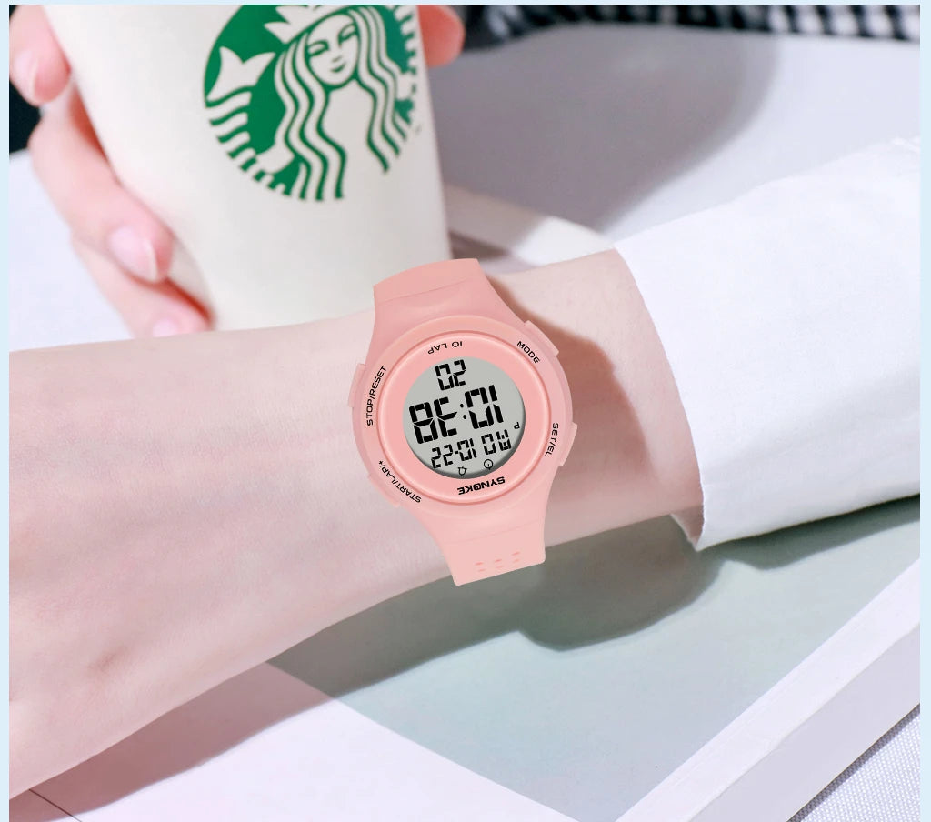SYNOKE Women's Watches Thin Luxury Swim Waterproof Digital Sport Watch For Men LED Electronic Clock Multifunc Diving Wristwatch