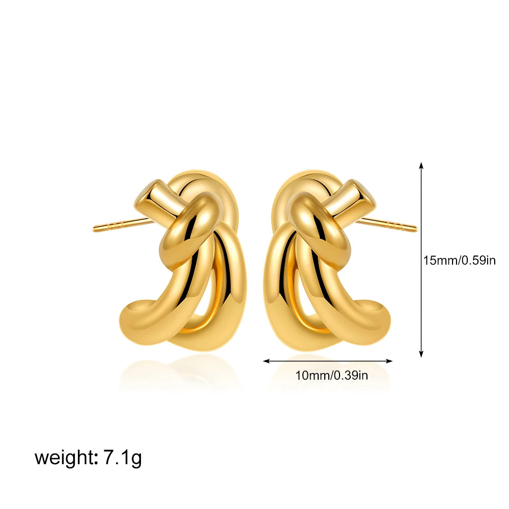 Retro Multi-layer Twist Irregular C Shape Hoop Earrings for Women Girls Gold Color Geometric Ear Buckle Stud Punk Jewelry Gifts