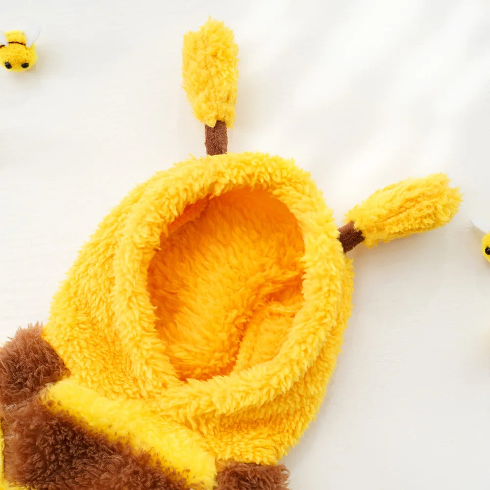 Bee-Themed Pet Hoodie – Warm Fleece Costume for Dogs & Cats