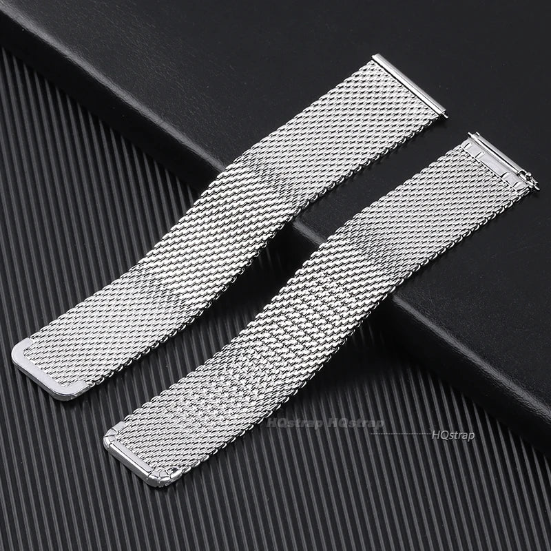 20 22mm Mesh Milanese Bracelet for Omega Seamaster 007 High-end Stainless Steel Watchband for IWC Pilot Quick Fit Folding Buckle