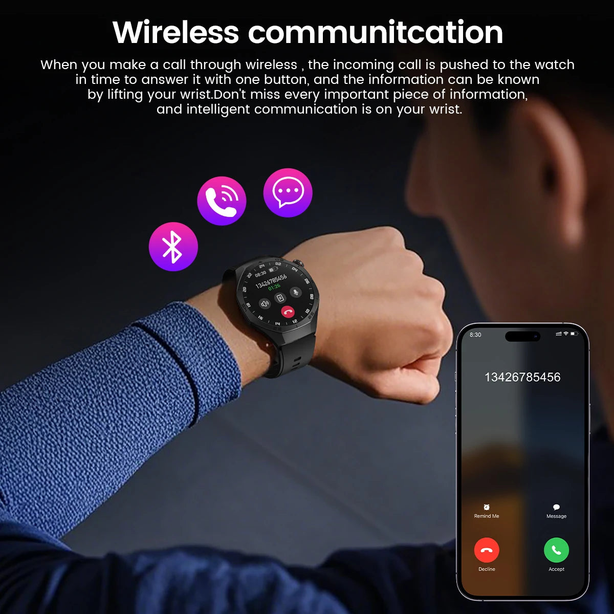 New For Android and ios Smart Watch Men AMOLED Screen GPS Motion trajectory Heart Rate Bluetooth Calls SmartWatch Waterproof