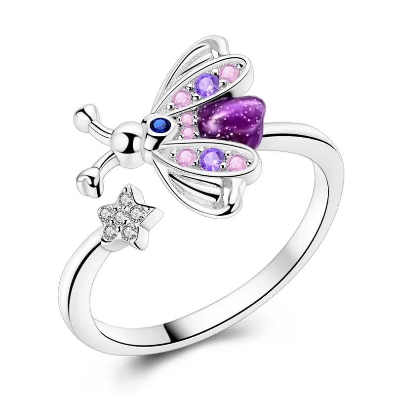 925 Sterling Silver Dangle Charm Chameleon luminous Firefly Ring Earrings Bead Charms for Original DIY Bracelet Fine Jewellery