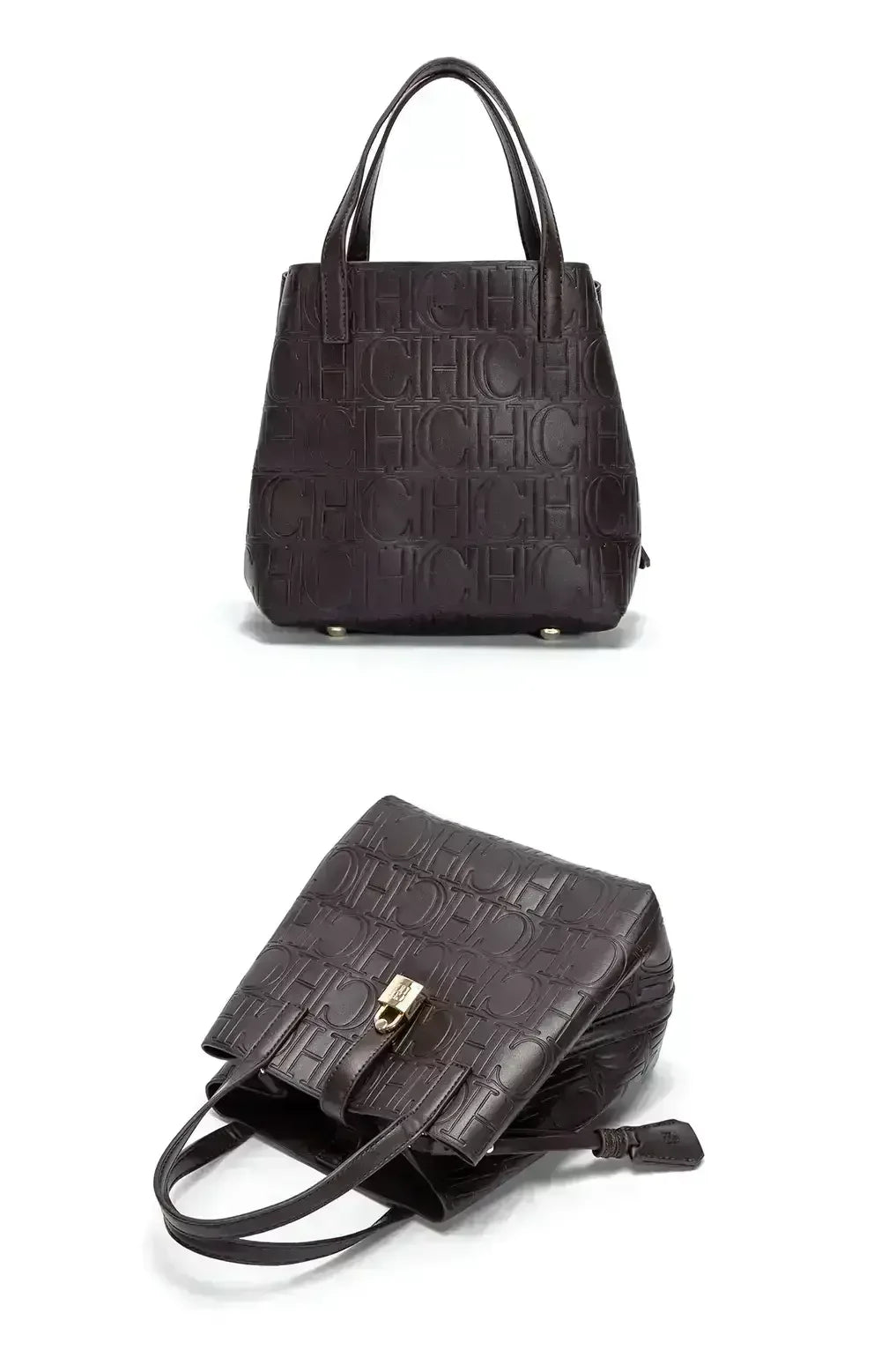CH Large Capacity Handbag Luxury Brand Temperament Letter Print with Lock Design 2025 Trendy Women's Crossbody Bag