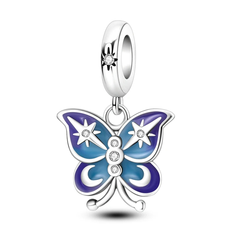 925 Silver Plating Colorful Butterfly Insect Animal Charms Beads Sparkling Zircon Fit Qikaola 925 Original Bracelets DIY Jewelry