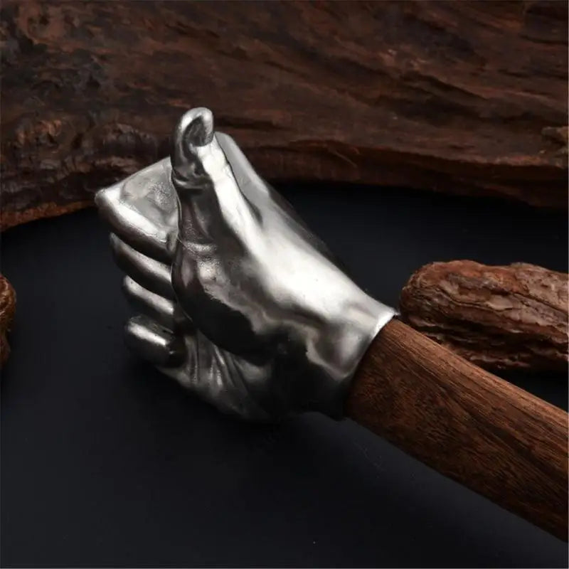 Stainless Steel Fist Hammer For Home Car Outdoor Camping Wooden Handle Craft Hammer Decorative Ornament Hand Tool P9YB