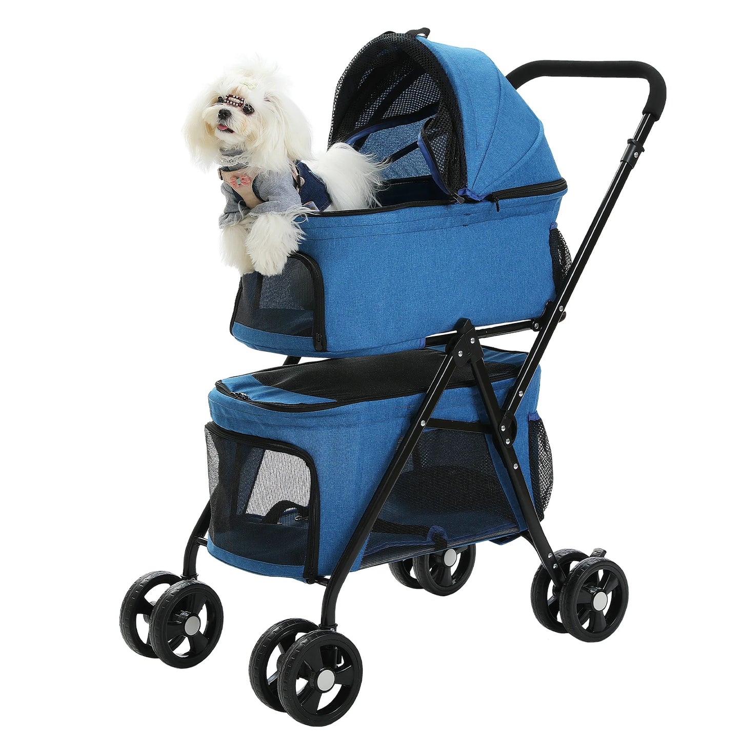 4-Wheel Pet Jogger - All-Terrain Stroller with Storage Basket