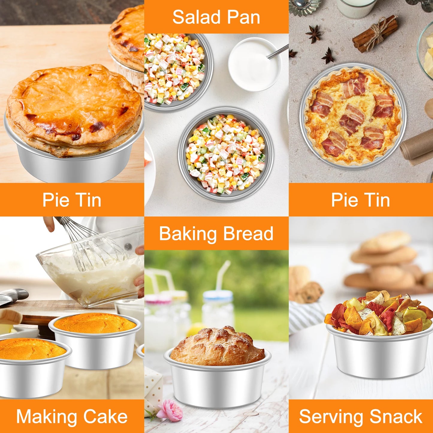 4/8Pcs Cake Bake Pan Non-Stick 4inch Round Cake Tin Stainless Steel Mold Pan Reusable Cake Bakeware Dishwasher Safe Baking Mold