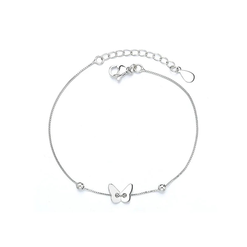 VENTFILLE 925 Silver Diamond-Studded Butterfly Bracelet Women's Fashion Temperament Flower Adjustable Bracelet