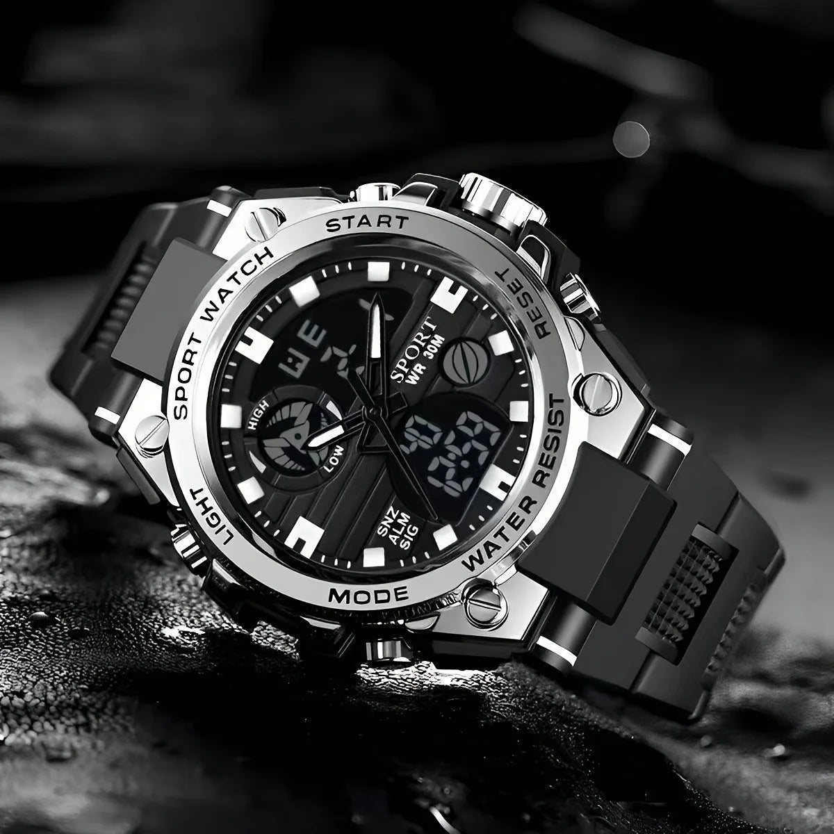 Electronic Watch Men's Trendy Fashion Sports Night Light Waterproof Youth Junior High School Student Watch